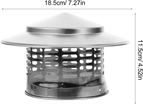 Miniatura 6 de Veemoon Tapa de lluvia de chimenea de acero inoxidable, cubierta de chimenea de 4.3 pulgadas, tapa de ventilación de techo, parte superior cónica