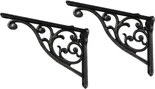 Miniatura 10 de Soportes de estante de 4 pulgadas, paquete de 4 soportes de pared de latón antiguo de alta resistencia, estantes decorativos de cocina victoriana
