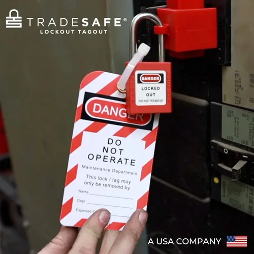 Miniatura 5 de TRADESAFE Etiquetas de Bloqueo y Etiquetado - 10 Etiquetas de Peligro No Operar con 10 Abrazaderas de Nylon, Vinilo Premium de 32 mil, Etiquetas