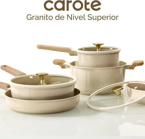 Miniatura 8 de CAROTE - Juego de 14 piezas de ollas y sartenes antiadherentes, juego de utensilios de cocina de cerámica, juego de cocina de cocina no tóxico