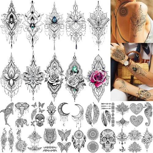 Miniatura 10 de TASROI 18 hojas de tatuajes temporales con citas inspiradoras en negro para mujeres, niños y niños, de larga duración, palabras del alfabeto
