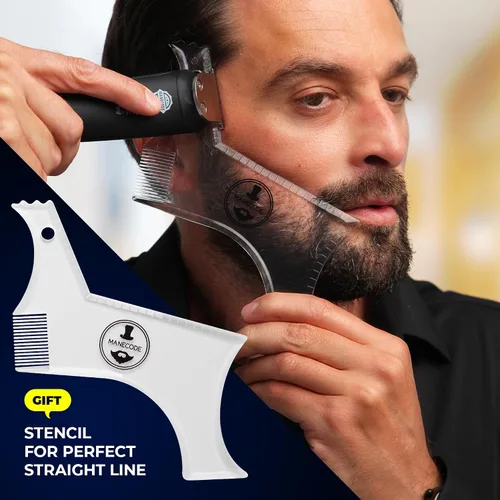 Miniatura 9 de MANECODE® Cortadora de barba y cabello para hombres – Self-Sharp Blades® USB-C, impermeable, pantalla LED, kit de aseo múltiple
