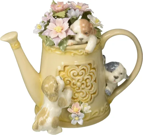 Cosmos 80100 - Figura musical de porcelana fina para perros Hide 'n Seek Dog Trio, 5 pulgadas, marrón