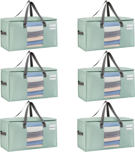 Miniatura 31 de VENO Paquete de 4 bolsas de mudanza resistentes, bolsas de almacenamiento de ropa y edredón con ventana transparente, suministros de embalaje