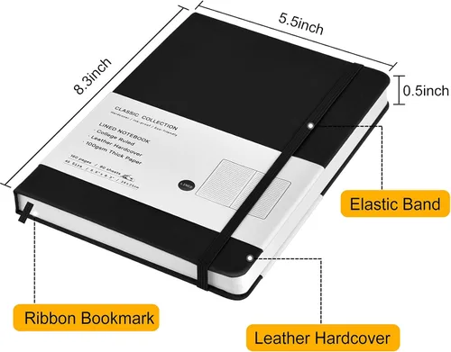Miniatura 2 de Paquete de 2 cuadernos de tapa dura en espiral, cuadernos de papel rayados con rayas universitarias, cuaderno sujeto tamaño A5, 5.5 x 8.3 pulgadas