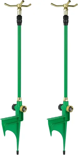 Miniatura 6 de RESTMO Aspersor de 3 brazos con base telescópica ajustable, rotación de 360 grados, aspersor de césped de gran altura para cobertura de área grande