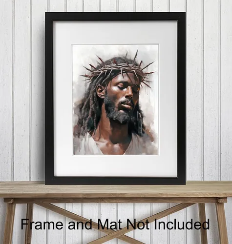 Miniatura 3 de Arte de pared de Jesús negro y decoración - Arte de pared para afroamericanos - Hombre negro - Decoración de pared cristiana - Imagen de Jesucristo