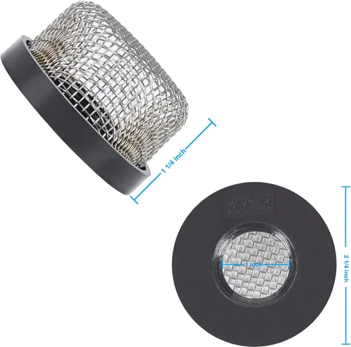 Miniatura 2 de Filtro de malla de acero inoxidable, compatible con bomba Livewell, se adapta a ¾ pulgadas - 14 hilos hembra, mejora el filtrado y la aireación