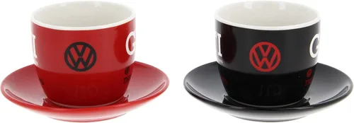 Miniatura 6 de BRISA VW Collection - Juego de tazas de café expreso Volkswagen, diseño GTI (The Legend/Red & Black/2 piezas/3.4 fl oz/3.4 fl oz)