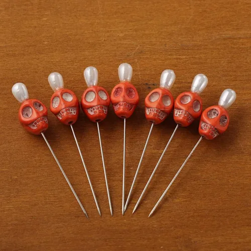 Miniatura 3 de BLESSUME 7pcs Candle Magick Ritual Pins Skull Top (naranja)