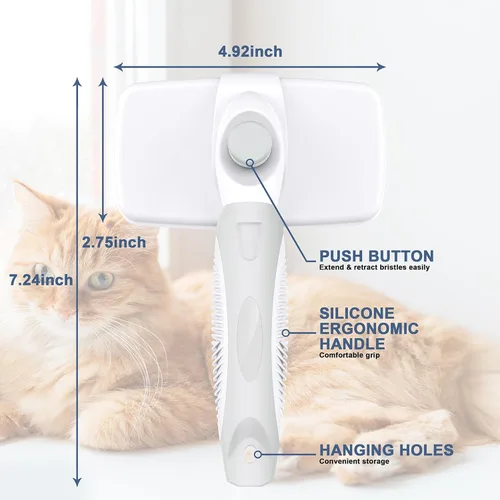 Miniatura 3 de Cepillo deslizante autolimpiante para perros y gatos, peines de aseo para perros de pelo corto y largo, gatos, conejos y más, elimina suavemente
