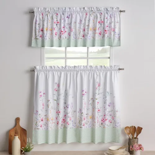 Miniatura 72 de Maison d' Hermine Juego de cortinas de cocina para ventanas, juego de cortinas de cocina 100% algodón, cenefas para el hogar [2 niveles