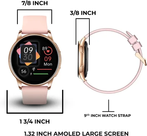 Miniatura 7 de ALPHAGEAR Juliet - Reloj inteligente para mujer, reloj inteligente de oro rosa con Gorilla Glass, seguimiento menstrual + bienestar, AMOLED