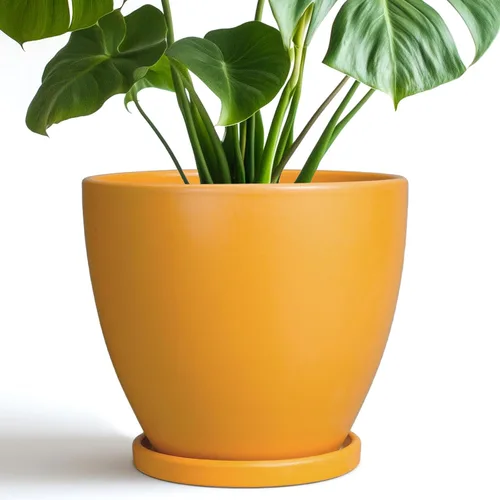 Miniatura 42 de Maceta para Plantas de 6.8 Pulgadas - Maceta de Cerámica con Orificio de Drenaje y Platillo, Maceta Redonda Moderna para Flores, Macetas