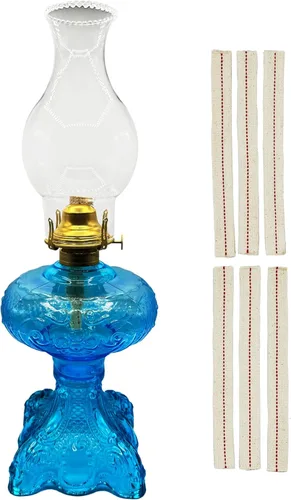 Miniatura 11 de Light of Mine - Conjunto de lámpara de aceite floral azul claro con tiras de mecha de repuesto 100% algodón de 3/4 pulgadas (azul claro, floral)