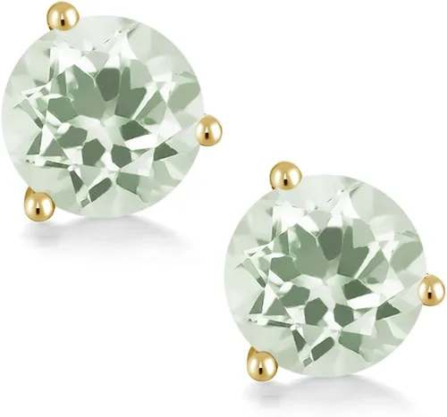 Miniatura 7 de Gem Stone King Aretes de oro de 14 quilates, 0.236 in, piedra natal redonda, Martini, 3 puntas, aretes de oro para mujer