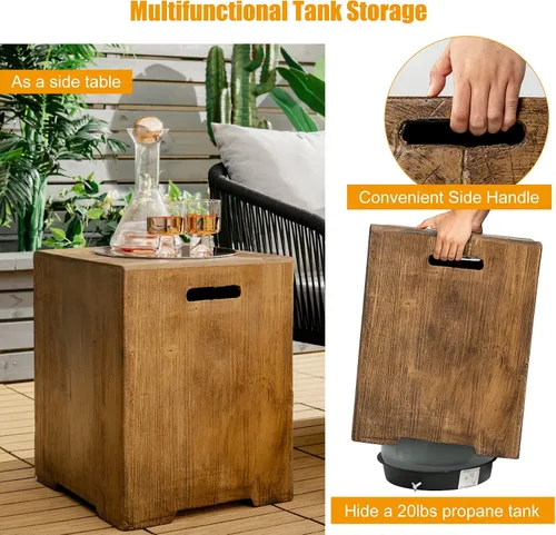 Miniatura 4 de Giantex Juego de mesa de fuego de propano de 2 piezas con mesa auxiliar de tanque de 20 galones, mesa rectangular de 48 x 27 pulgadas, 50,000 BTU