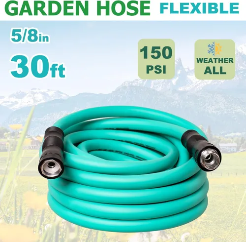 Miniatura 2 de Manguera de jardín de 5/8 pulgadas x 30 pies con mango giratorio, manguera de agua flexible y resistente a las torceduras para césped de jardín al