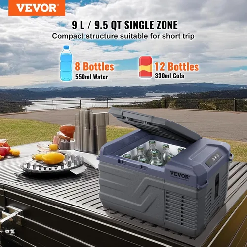 Miniatura 2 de VEVOR Refrigerador de automóvil, refrigerador de coche de 12 voltios, refrigerador portátil de congelador de una sola zona de 9 L, rango ajustable