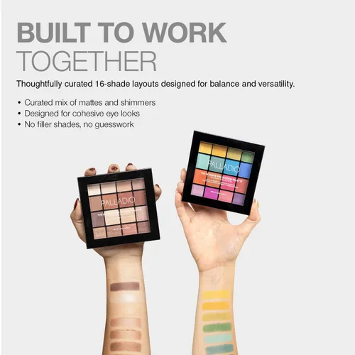 Miniatura 3 de Palladio Ultimate Pro Paleta de maquillaje de sombra de ojos, 16 colores de polvo de alta pigmentación, mate, brillo, acabados satinados