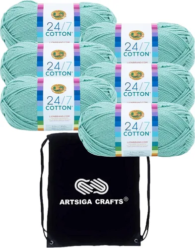 Miniatura 56 de Lion Brand 24/7 Algodón Rosa 761-101 (3 carretes - mismo lote de tinte) Hilado medio #4 de algodón para crochet y tejer con bolsa de proyecto