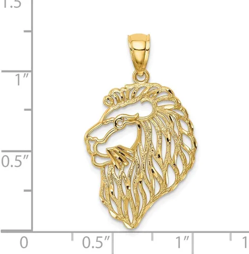 Miniatura 2 de Colgante de oro amarillo macizo de 14 quilates para hombre con forma de león con diamante