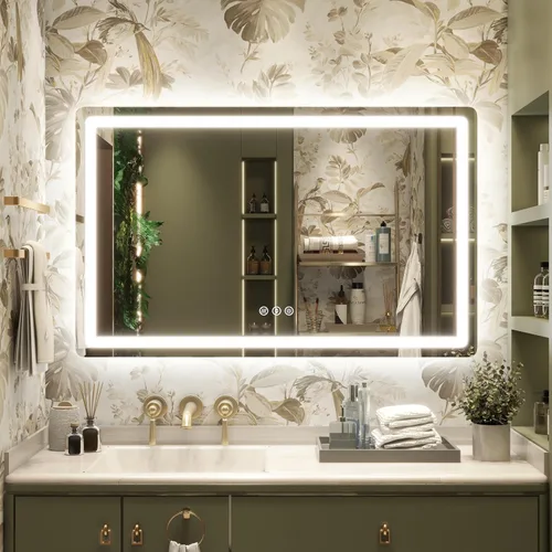 Miniatura 18 de 48x24 Inch LED Bathroom Mirror with Lights, Anti-Fog 3-Color Dimmable Memory Touch Control, Waterproof HD Tempered Glass, Wall Mounted Vanity Mirror