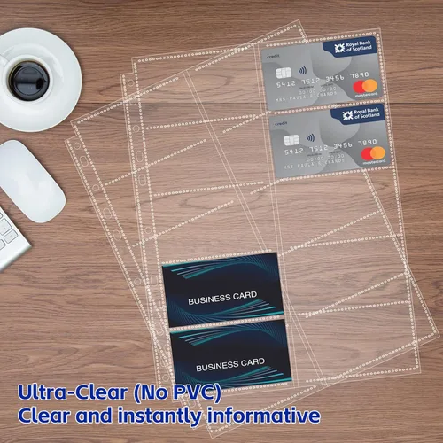 Miniatura 5 de BYSTER Paquete de 30 hojas de fundas para tarjetas de presentación con 600 bolsillos, páginas ultra transparentes para carpeta de 2/3/4 anillos