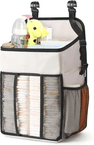 Maliton Organizador de Pañales Colgante - Caddy para Mesa de Cambio, Cuna, Pack n' Play - Apilador Contiene 52+ Pañales - Organizador de Guardería y