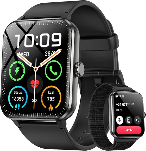 Blackview 2026 Smart Watch (Answer/Make Calls), Fitness Watch for Men and Women with Heart Rate/SpO2/Sleep Monitor/2 Straps, 100+ Sports Modes, IP68