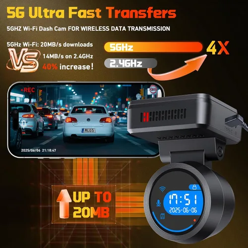 Miniatura 5 de Cámara frontal para automóvil con WiFi integrado y control de aplicación, cámara de tablero 4K con tarjeta gratuita de 32 GB, cámara de tablero