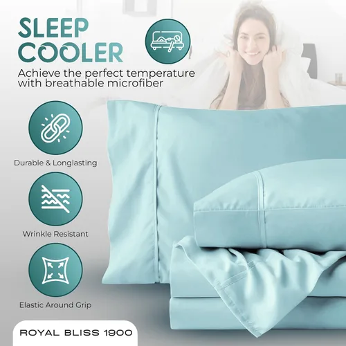 Miniatura 3 de Juego de sábanas Split King con 2 sábanas bajeras individuales XL, ropa de cama de 5 piezas, sin arrugas, resistente a la decoloración, microfibra