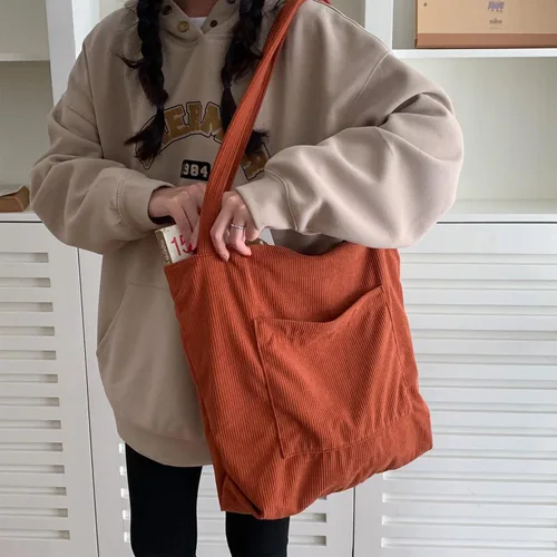 Miniatura 9 de WantGor Bolso de mano de pana para mujeres, bolsos de hombro estilo hobo grandes, bolsos casuales de gran capacidad para compras y trabajo