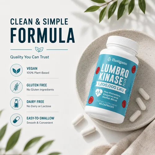 Miniatura 6 de Suplemento de lumbroquinasa, 1,2 millones de LKU - Cápsulas de 120 mg, potente alternativa de nattoquinasa con enzimas proteolíticas y mezcla