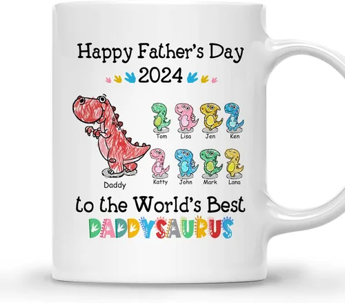 Miniatura 13 de GOSSBY Taza personalizada (1 dinosaurio bebé) ... Like a normal dad but more awesome - Taza personalizada para padres, dinosaurio para papá y bebé