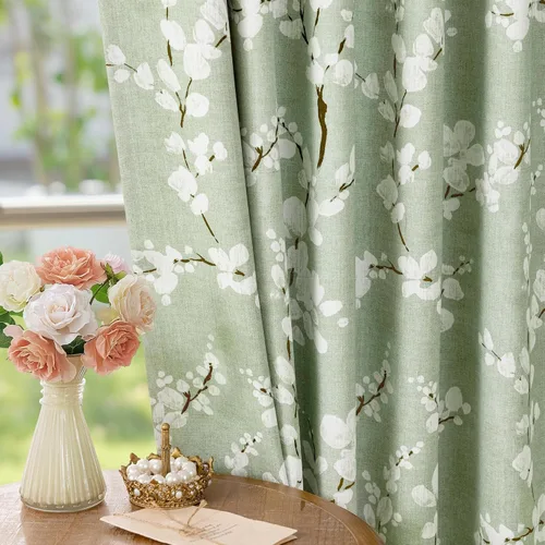 Miniatura 24 de FMFUNCTEX - Cortinas 100% blackout, 63 pulgadas de largo, estampado floral, aislamiento térmico, bolsillo para cortinero, 2 paneles, estilo granja
