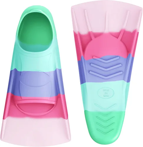 Miniatura 45 de Gintenco Aletas de Natación, Aletas de Entrenamiento de Natación para Niños para Natación de Vueltas, Aletas de Tamaño de Viaje con Bolsa de Malla