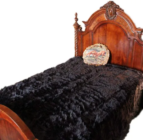Miniatura 8 de Manta de felpa de piel sintética, manta de piel moderna, manta pequeña para bebé, pelo largo, color negro, peludo - Fur Accents (2 x 3 pies, negro)