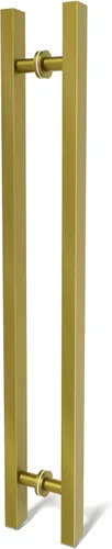 Manijas Cuadradas de Titanio Dorado para Puerta de Granero 12"/24"/36"/48"/59", Manija Larga de Puerta Francesa de Empujar y Tirar de Doble Cara,