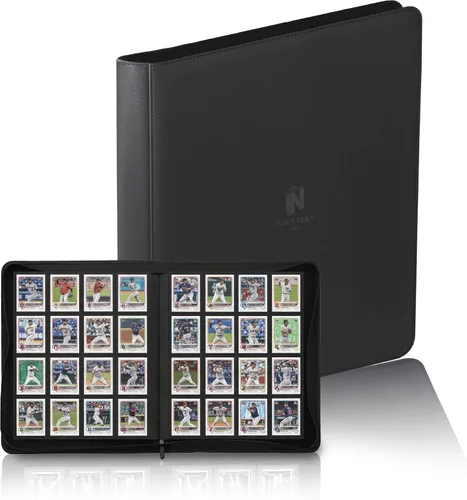 Carpeta Premium de Tarjetas Coleccionables con más de 1000 bolsillos, Carpeta de 16 bolsillos sin anillo de carga lateral para cartas de Negro