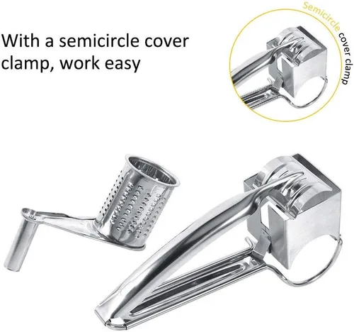 Miniatura 4 de Rallador de queso, multifuncional para cocina artesanal rotativo de acero inoxidable rallador de queso 1 tambores herramienta de trituración
