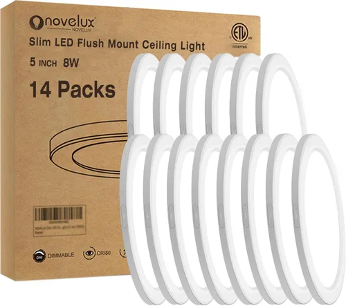 Lámpara de techo de montaje empotrado de 5 pulgadas, regulable, luz de techo LED blanca de 5000 K, lámpara de techo redonda ultrafina para 2-Blanco