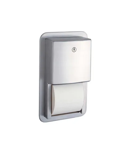 Bobrick Dispensador de papel higiénico empotrable de acero inoxidable 4388, acabado satinado, 7-9/16 pulgadas de ancho x 12-1/2 pulgadas de alto