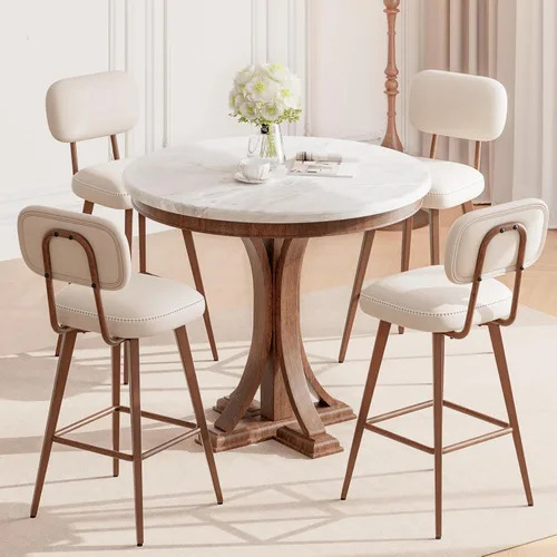 Miniatura 9 de MALOL 26“ PU Leather Swivel Bar Stools Set of 2, Mid Century Counter Height Bar Chairs with Low Back and Metal Legs, Modern Bar Stool Chair for