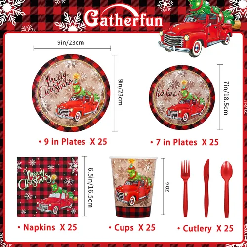 Miniatura 2 de Suministros de fiesta de Navidad, platos de papel desechables, servilletas, vasos, cuchillos, cucharas, tenedores, mantel para decoraciones