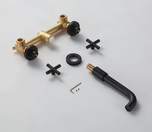 Miniatura 6 de SITGES Grifo de baño negro mate, grifo de lavabo de baño de doble manija y válvula áspera incluida (negro mate)