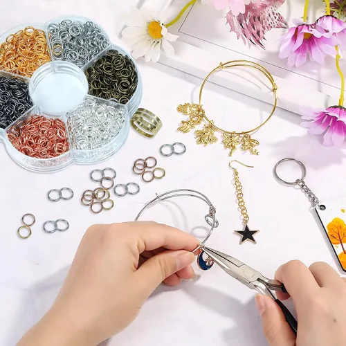Miniatura 4 de YAKA 12000 piezas de 0.118 in, caja de 6 colores, anillo de salto abierto, llavero de joyería para accesorios de fabricación de joyas, 1 herramienta