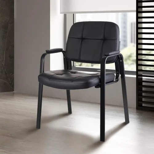 Miniatura 7 de CLATINA Silla de recepción clásica con reposabrazos acolchados y marco de acero resistente, silla ergonómica para invitados para oficina, Tinta