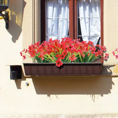 Miniatura 4 de JEMONG - 20 paquetes de flores artificiales para exteriores, resistentes a los rayos UV, flores falsas que no se decoloran, plantas de plástico