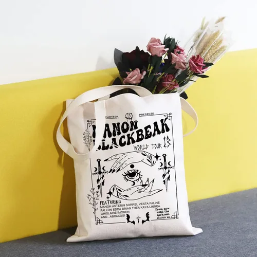 Miniatura 6 de Regalo temático del trono de Now Until The Darkness Claims Us - Bolsa de mano, regalo para lectores de cristal de ficción, Beige, Manon Blackbeak